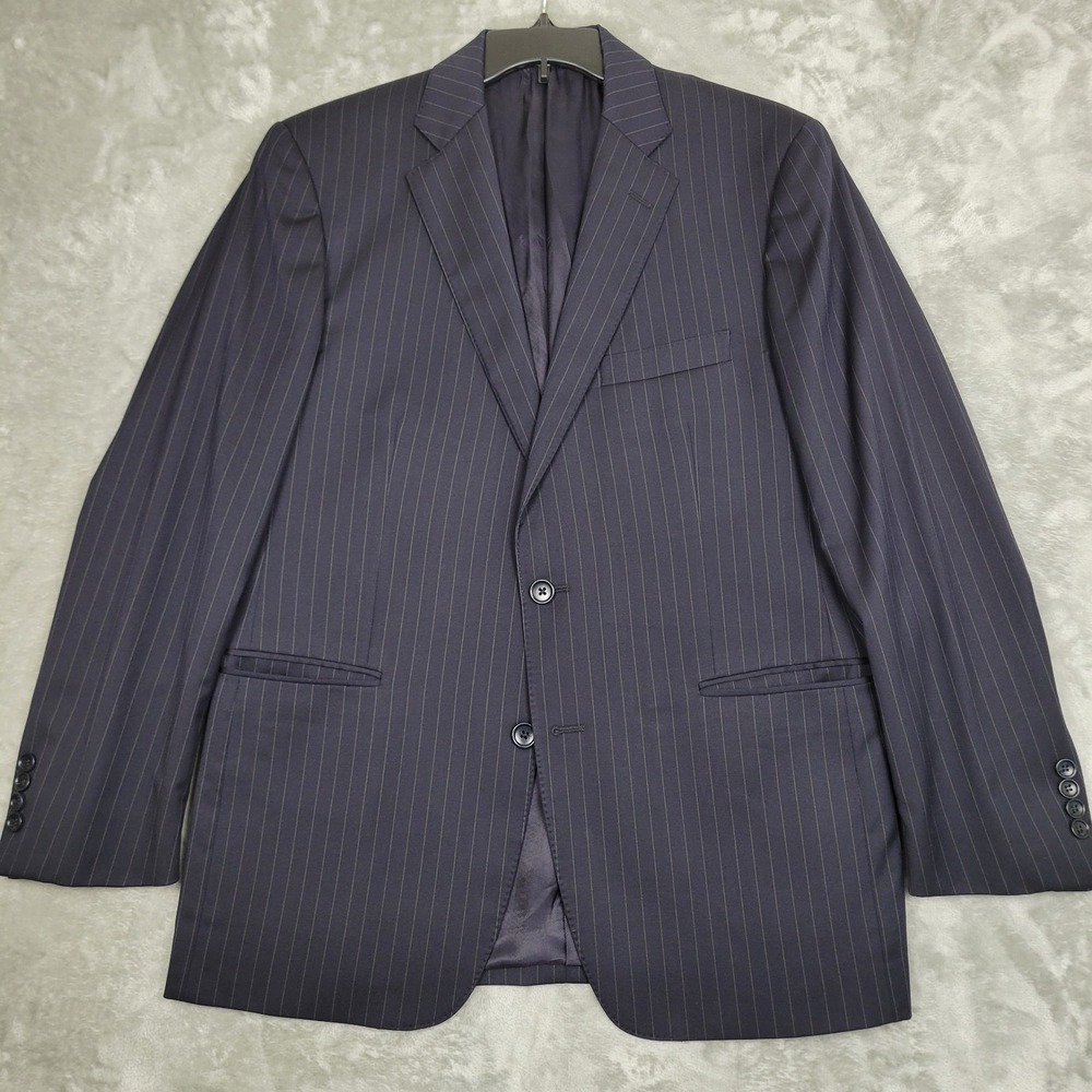 Brooks Brothers 1818 Regent Blazer Mens 42R Black Pinstripe Estrato Italian Wool